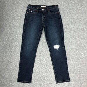 Levis Jeans Womens 27 Dark Wash Boyfriend Distressed Slim Fit Denim Pants Casual